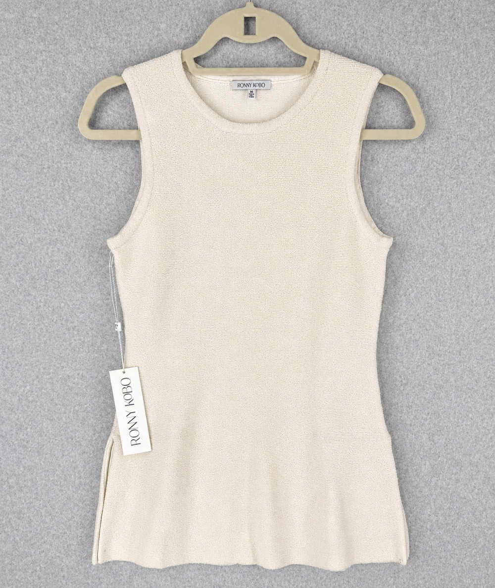 Ronny Kobo Ralina Tunic Women's M Ivory Textured Knit Sleeveless NWT